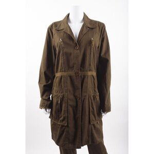 Vintage Johnny Was Womens 2PC Oversized Army Field Jacket L Cargo Joggers Sz 6